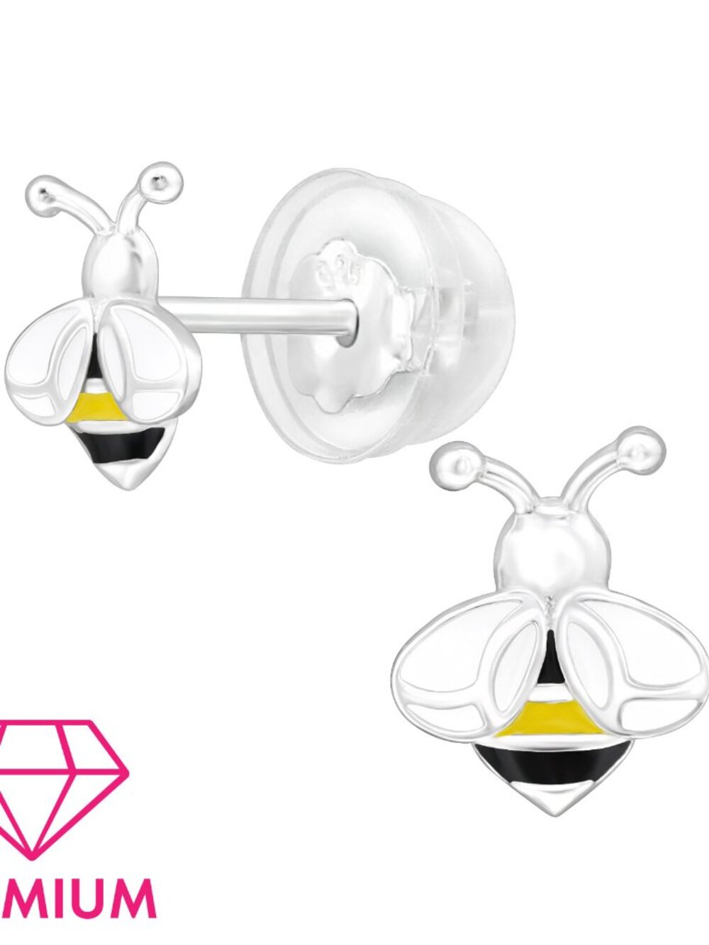 Sterling Silver Enamel Bee Studs